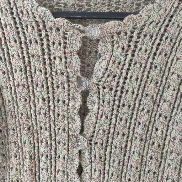 Vintage Cardigan Crochet Button Sweater Sz Petite Medium Artsy Grannycore - Picture 12 of 12